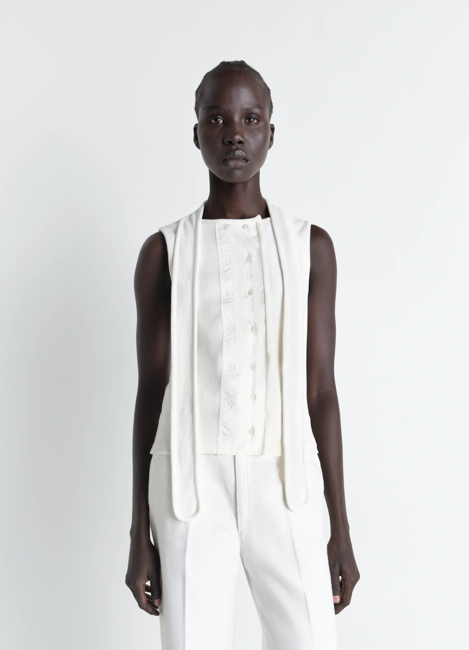 ASYMMETRICAL FITTED TOP IN JERSEY
