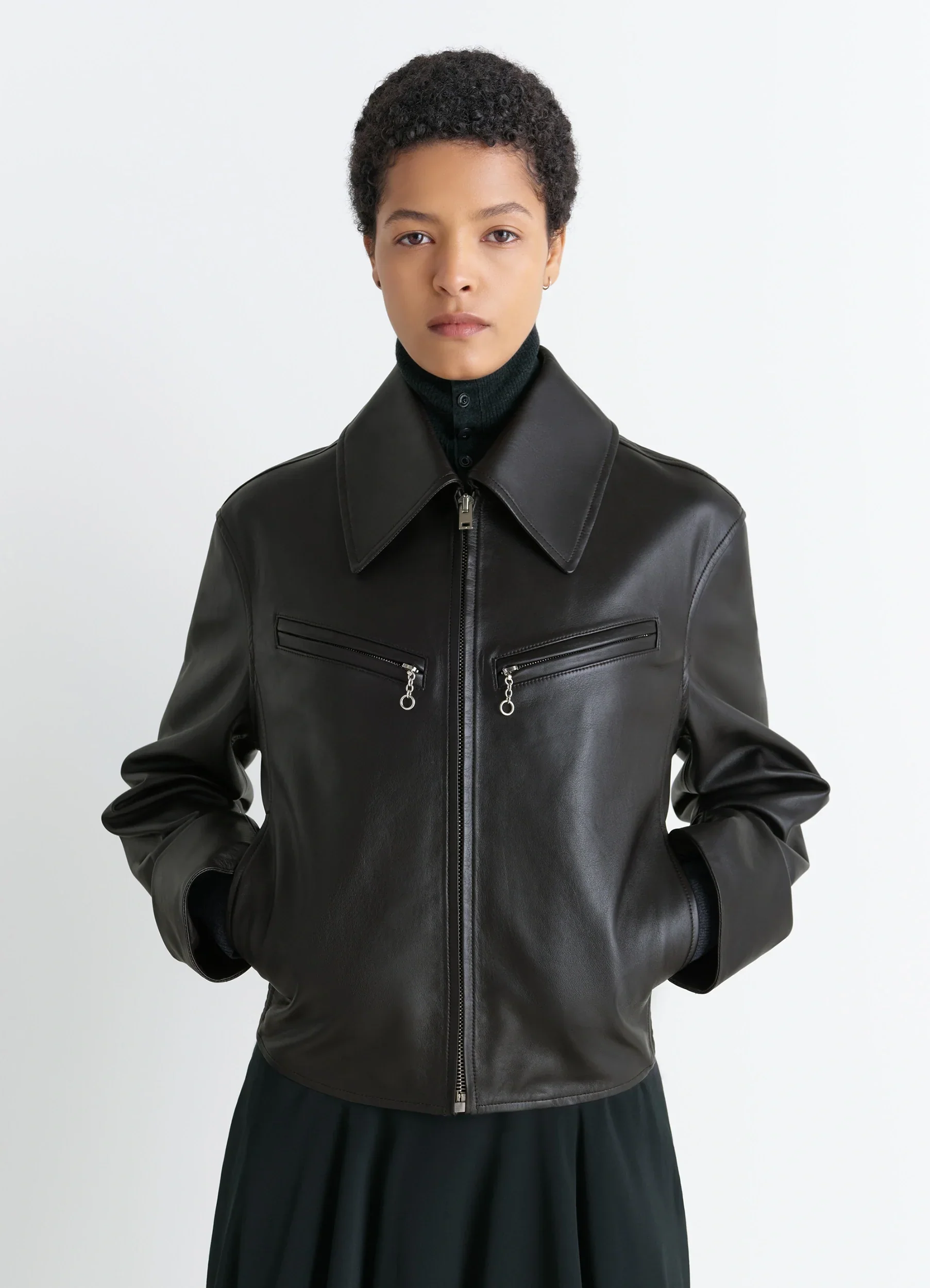 BOXY LEATHER BLOUSON IN LEATHER