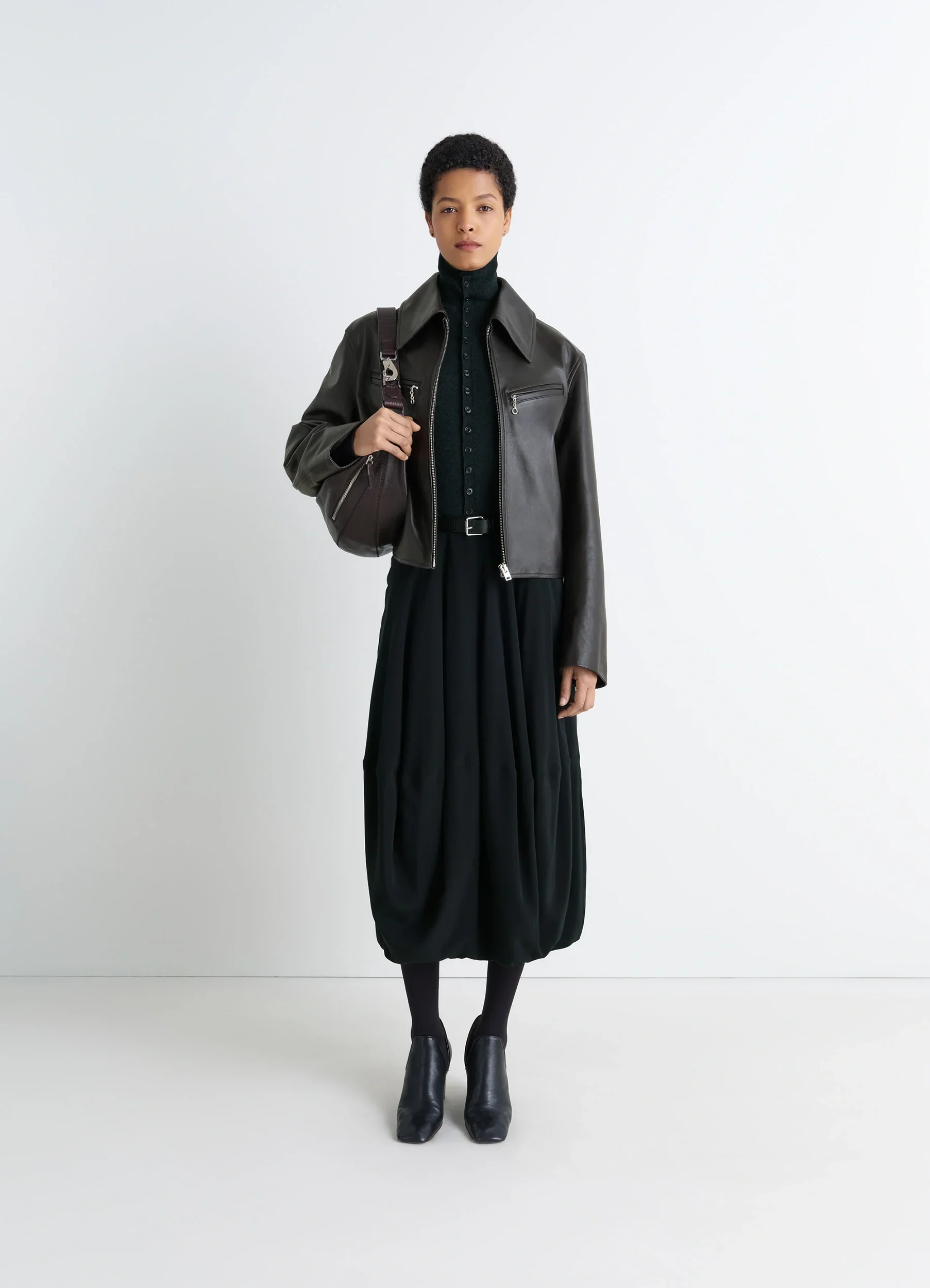 BOXY LEATHER BLOUSON IN LEATHER - Image 2