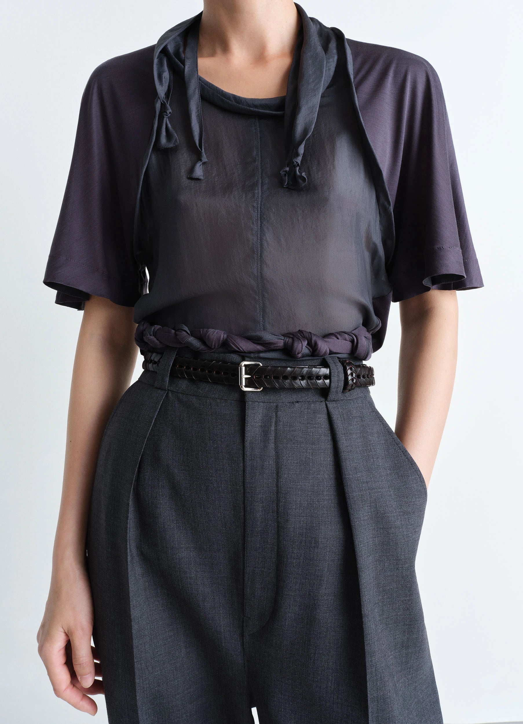 BRAIDED BELT 20MM IN LEATHER - Image 3