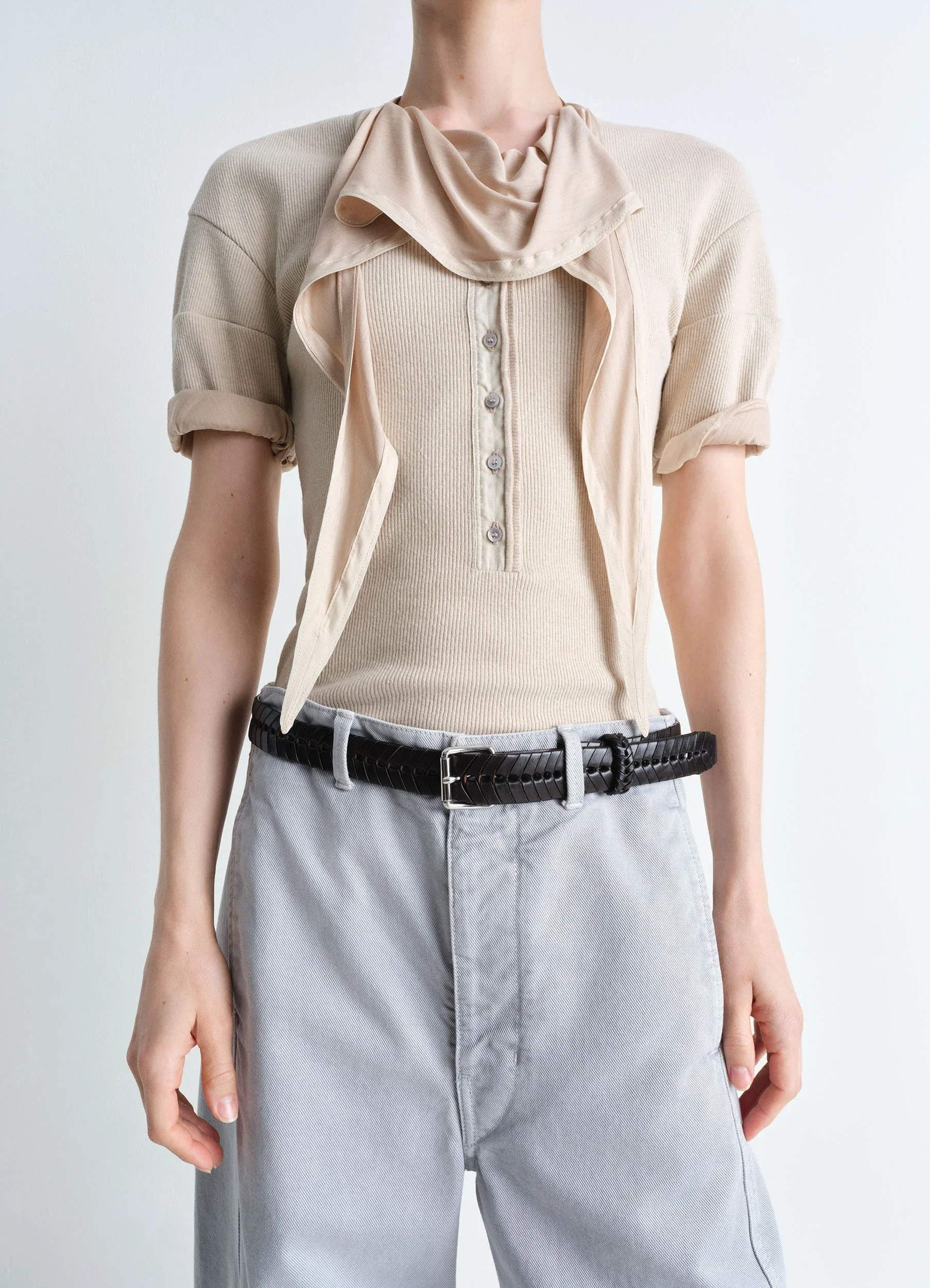 BRAIDED BELT 30 MM IN LEATHER - Image 2