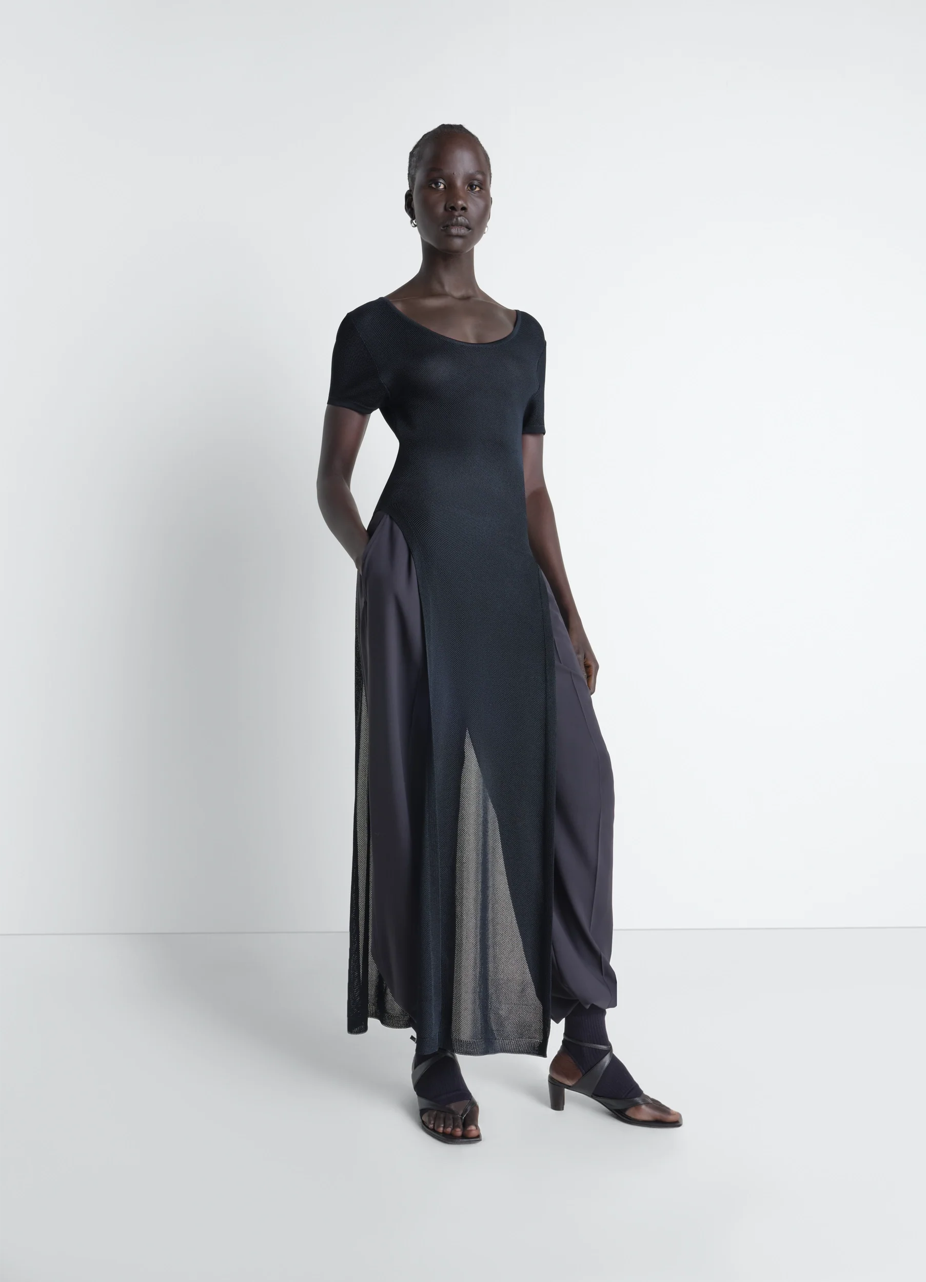 COLUMN DRESS IN SHINY VISCOSE