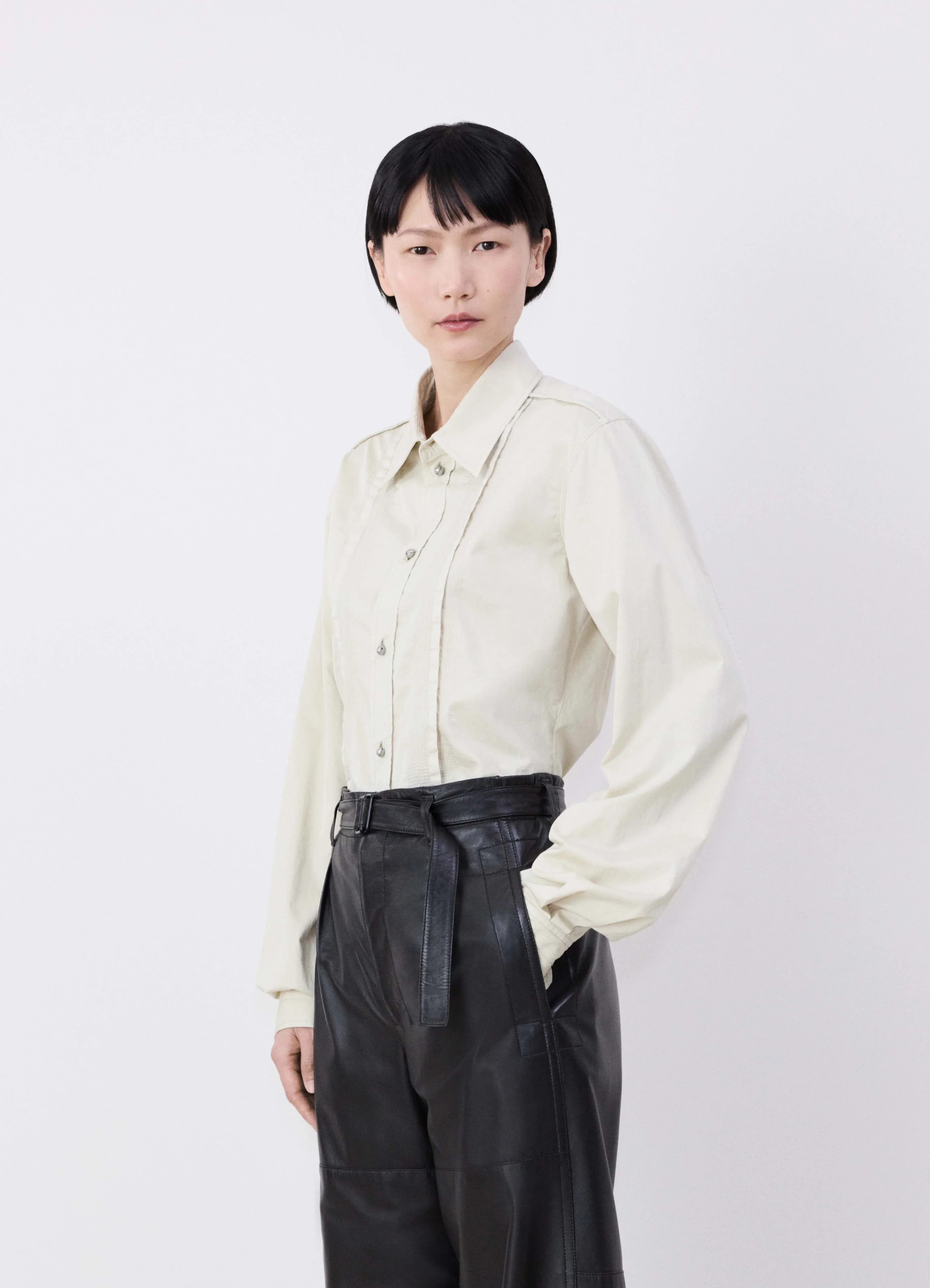 DRAWSTRING PARACHUTE PANTS IN LEATHER - Image 3