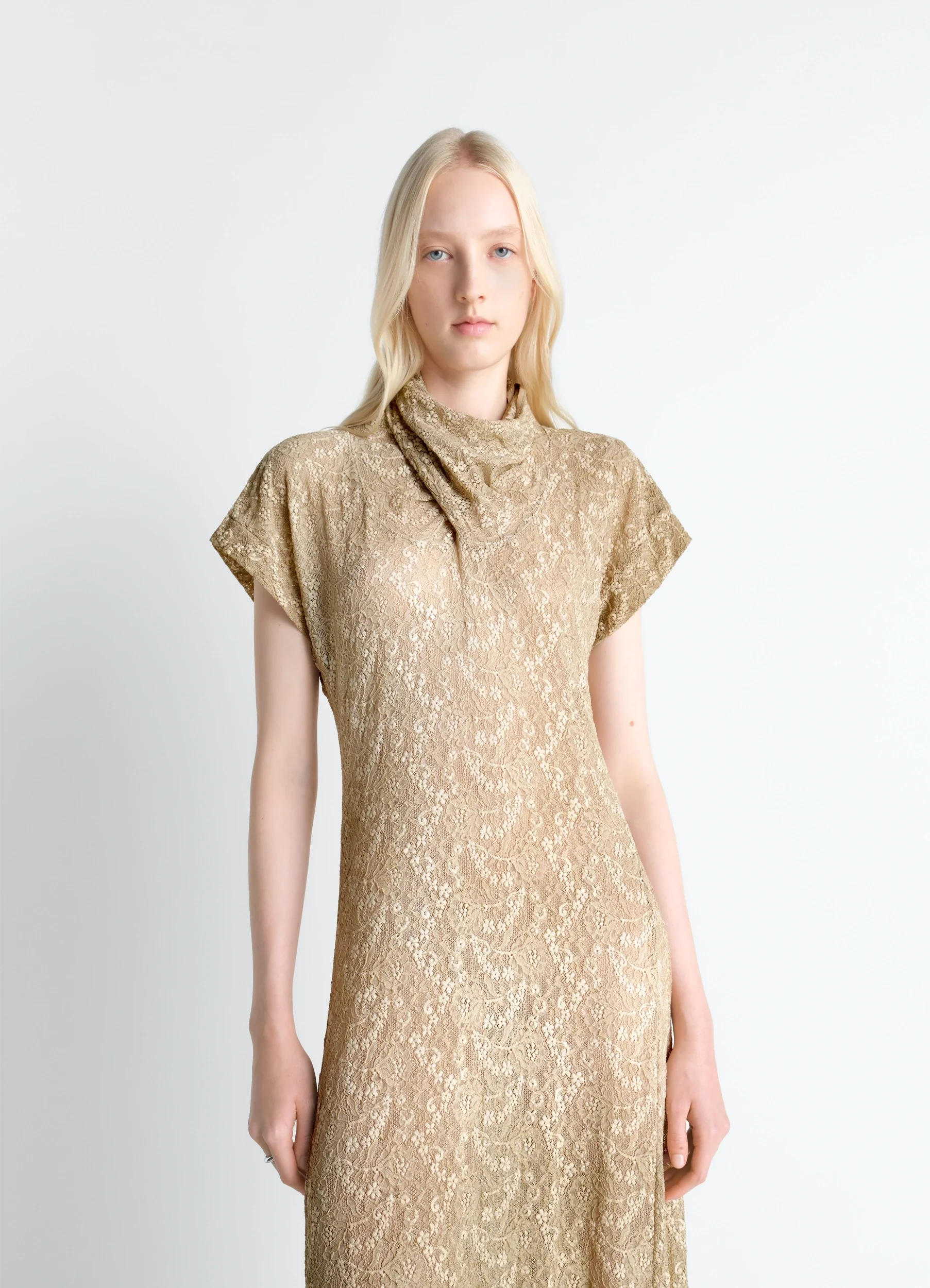 LONG FOULARD DRESS IN LACE - Image 2
