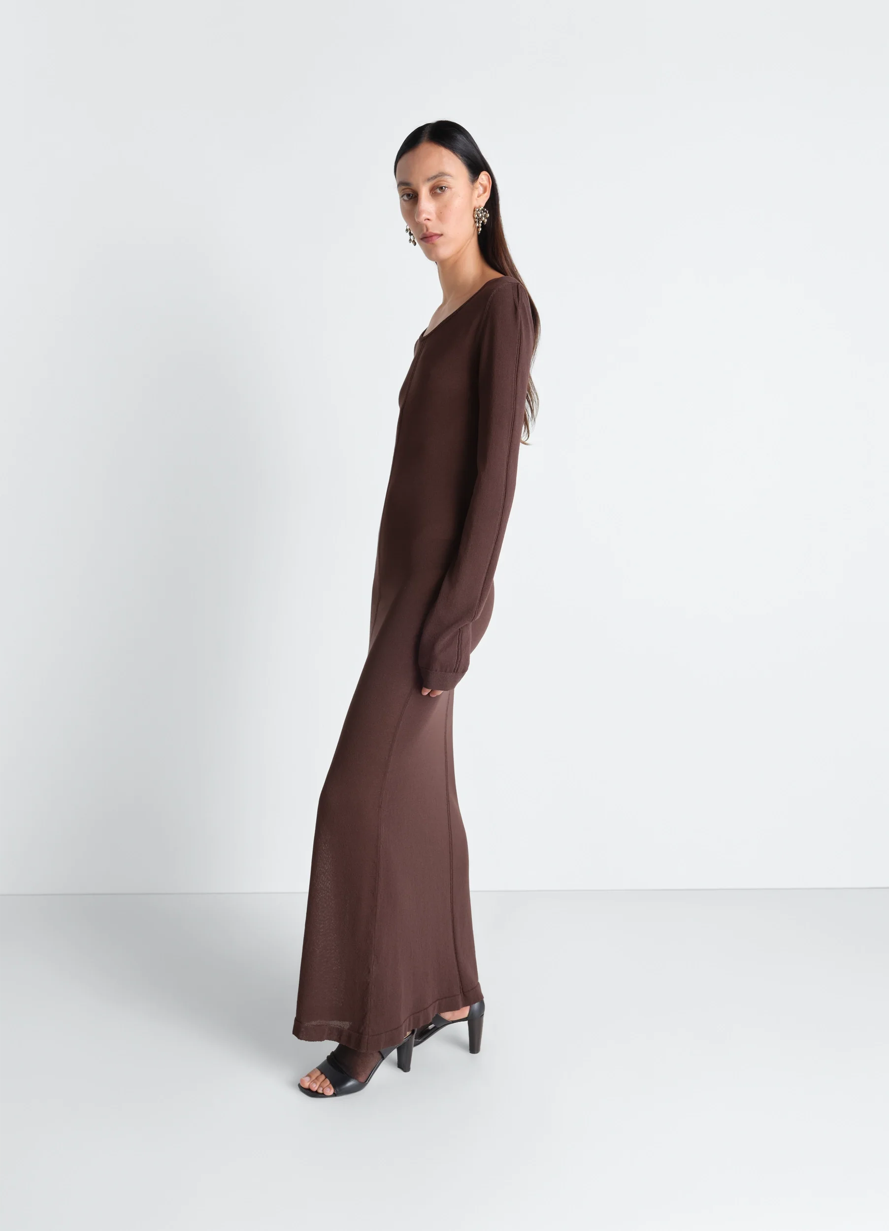 LONG SLEEVE TUBE DRESS IN VISCOSE CREPE - Image 2