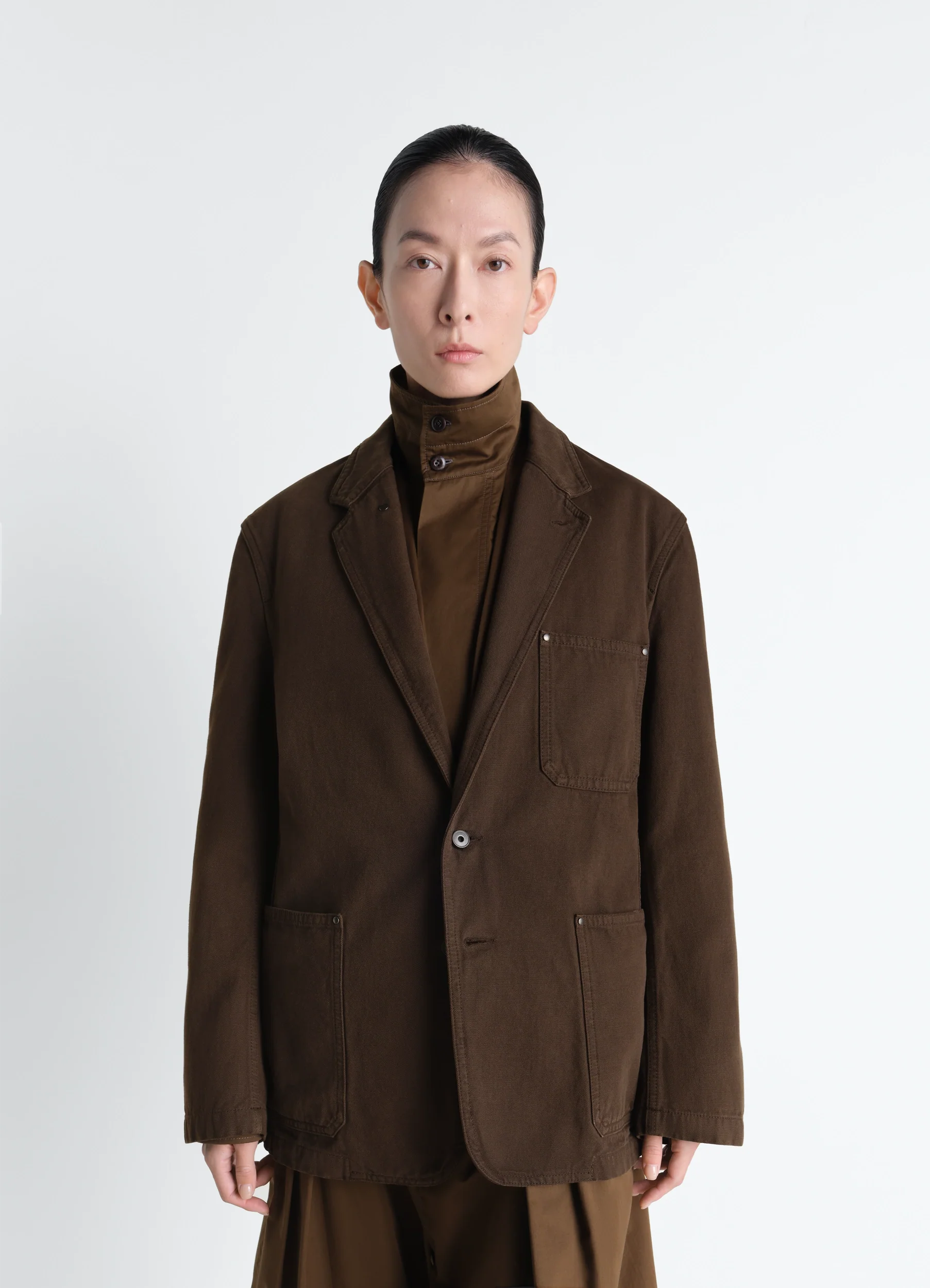 SINGLE BREASTED TAILORED JACKET IN DYED HEAVY BROKEN TWILL - Image 2