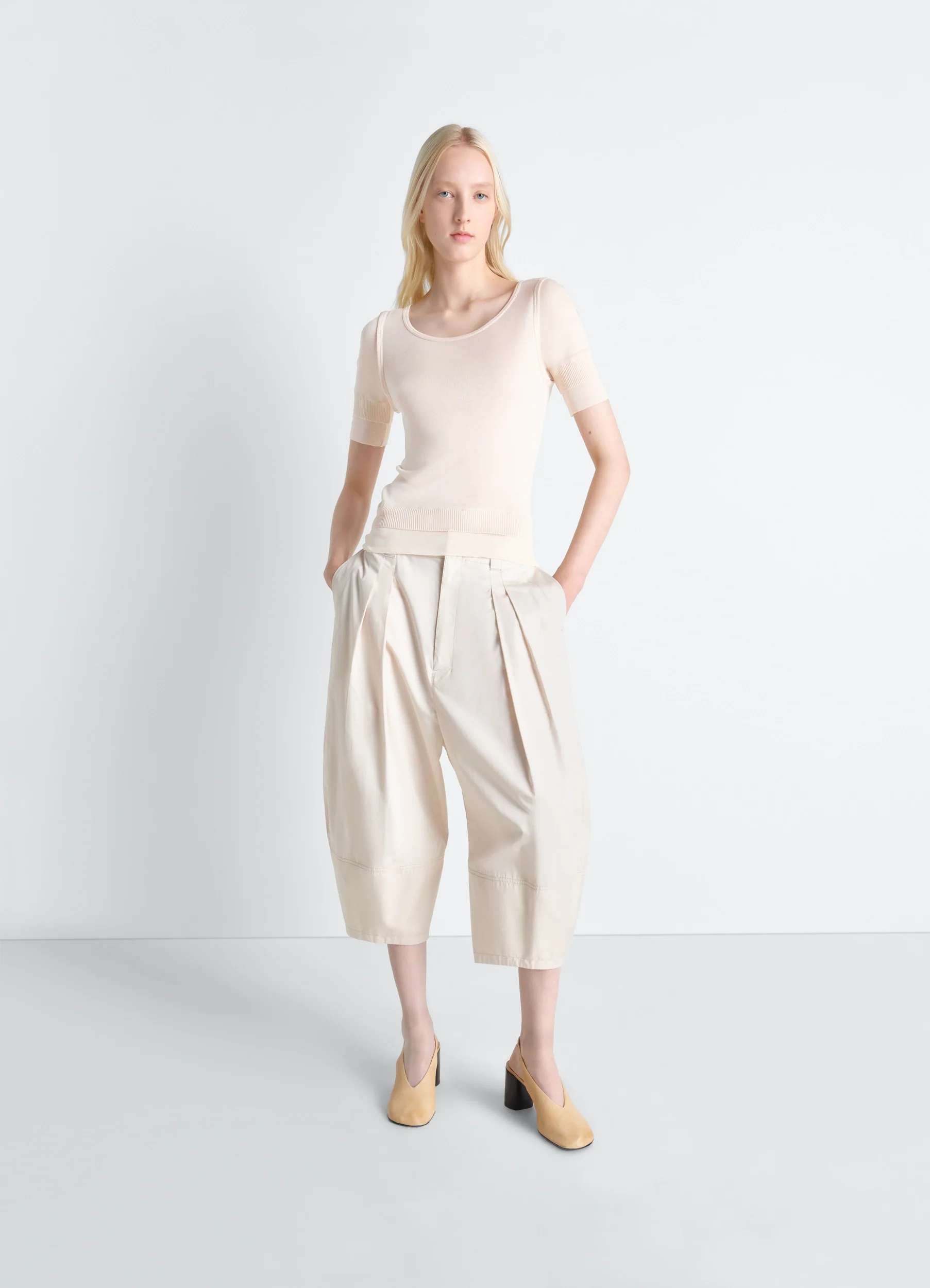 SEAMLESS TROMPE L'OEIL TOP IN VISCOSE SILK - Image 2