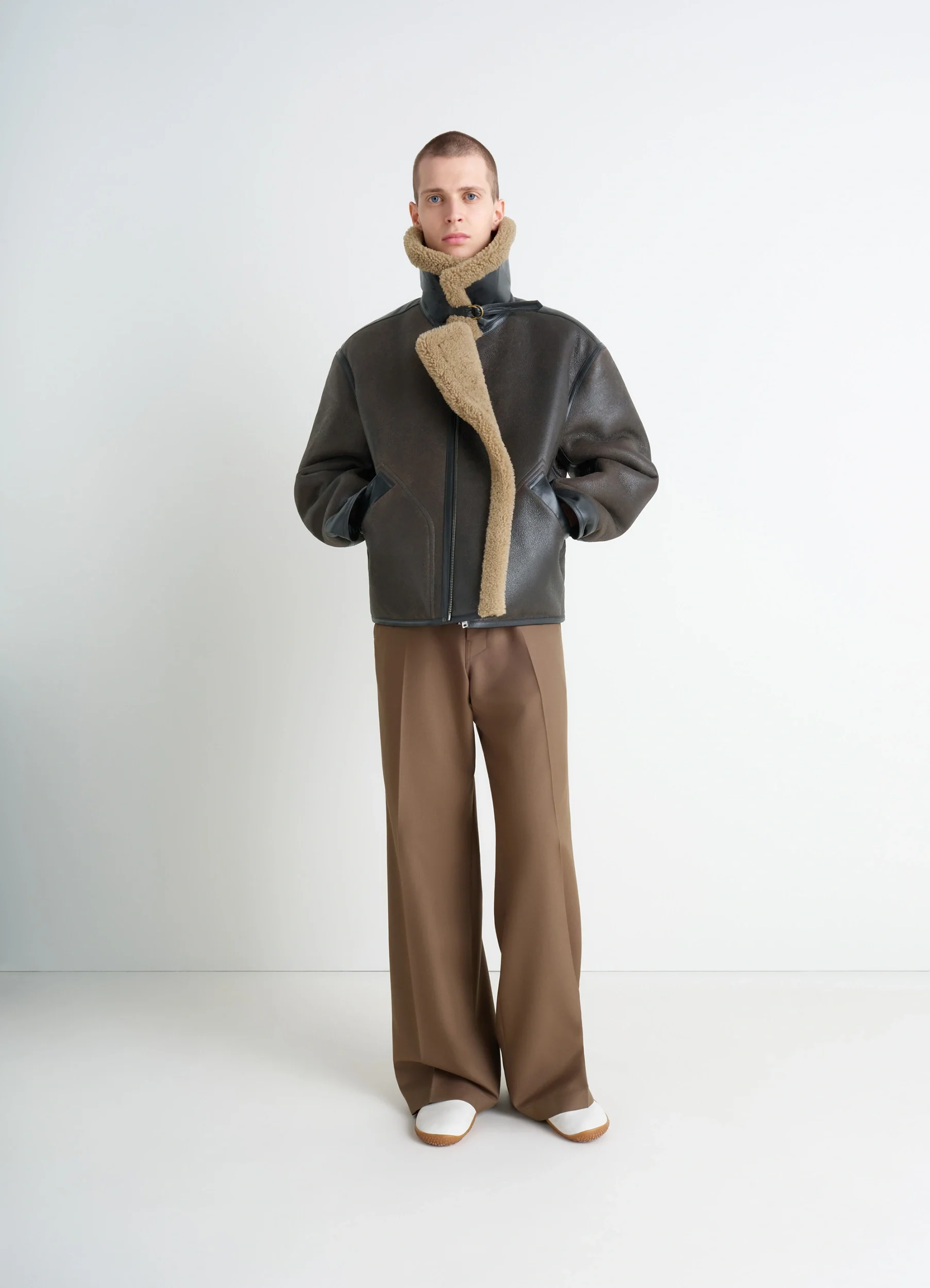 SHEARLING COAT IN LEATHER