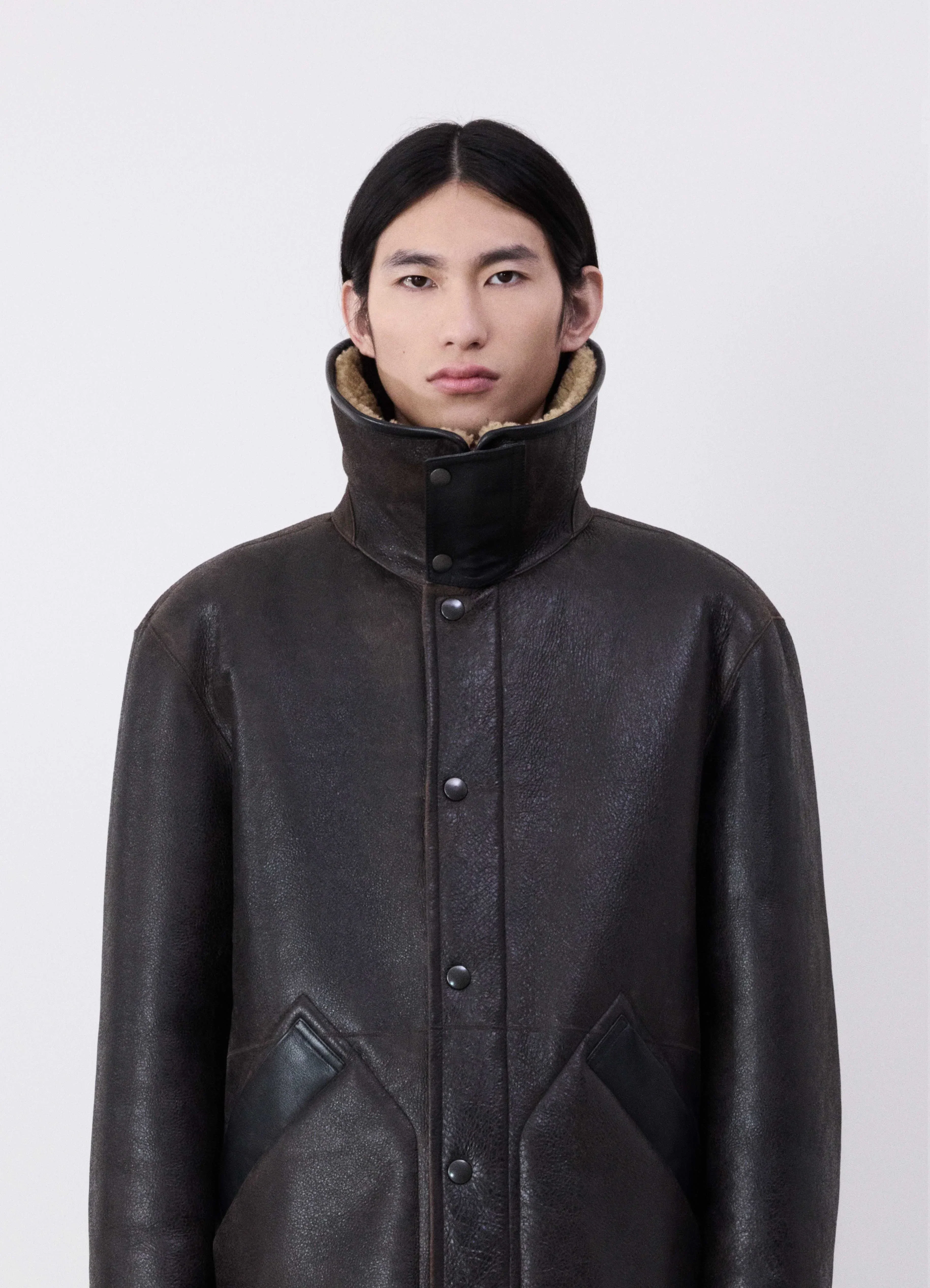 SHEARLING COAT IN LEATHER - Image 3