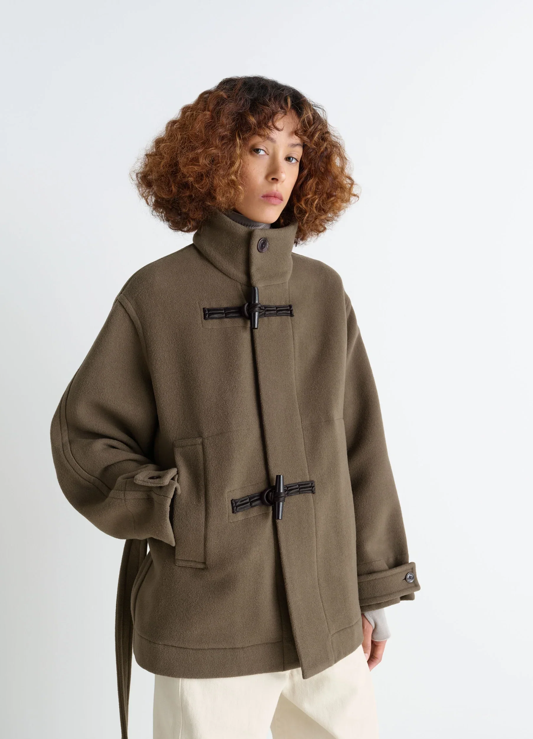 SHORT DUFFLE COAT IN WOOL