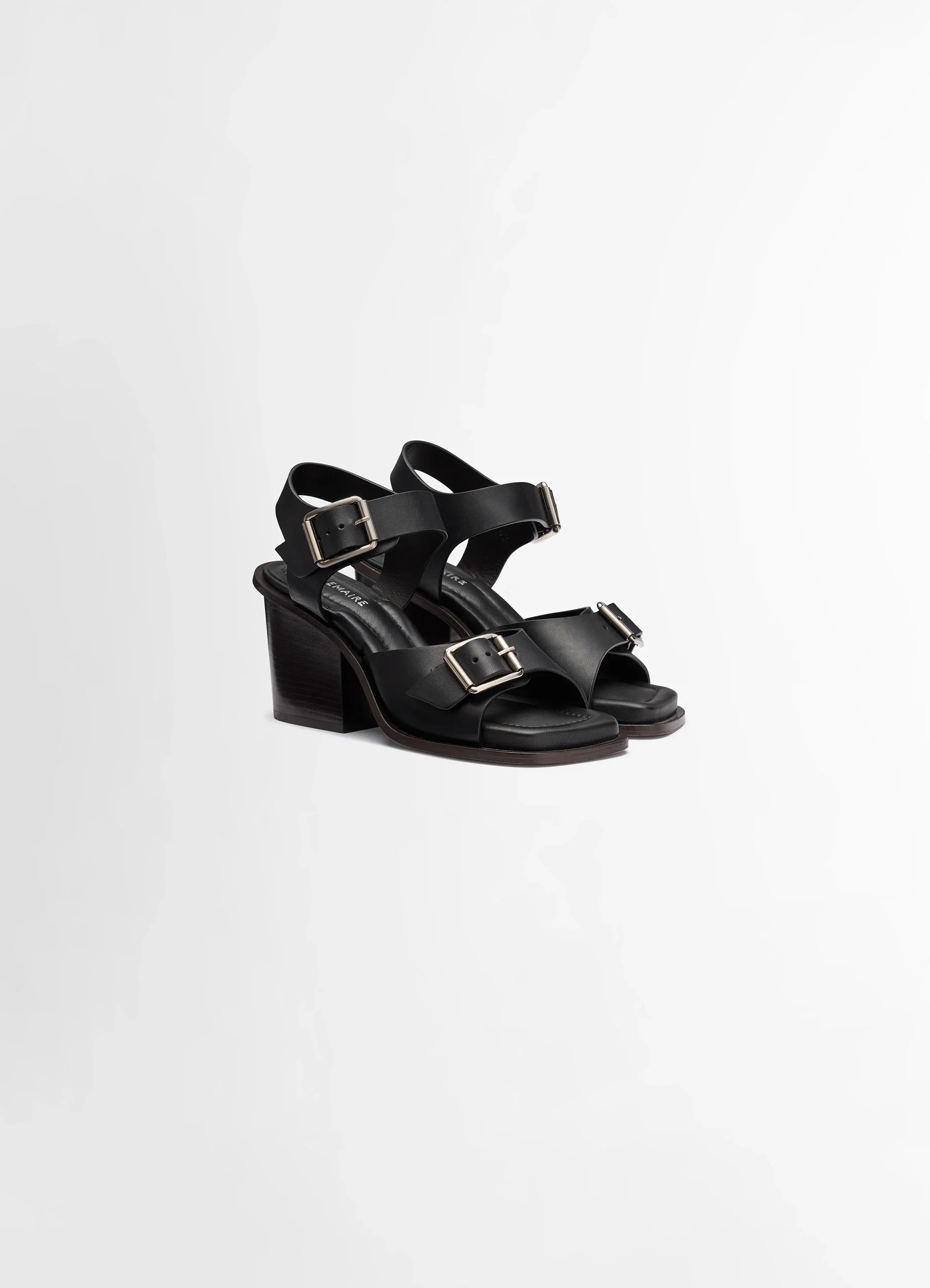 SQUARE HEELED SANDALS WITH STRAPS 80MM IN LEATHER - Image 3