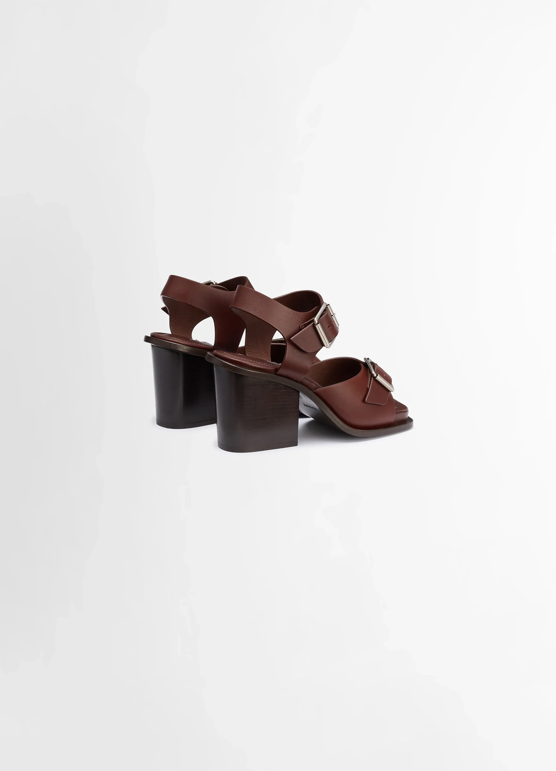 SQUARE HEELED SANDALS WITH STRAPS 80MM IN LEATHER - Image 4