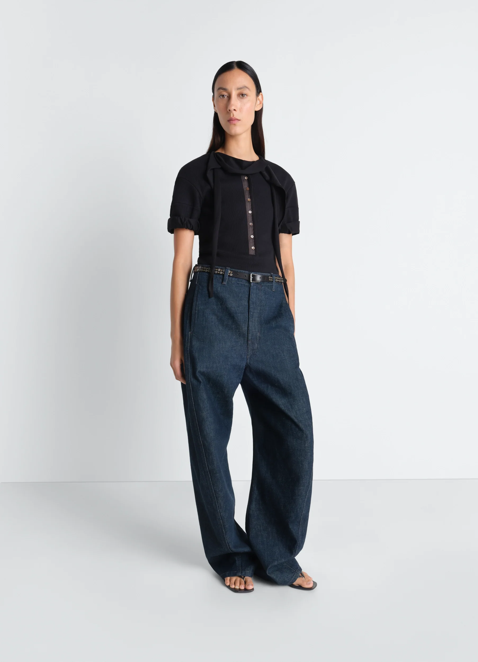 TWISTED BELTED PANTS IN DENIM - Image 2